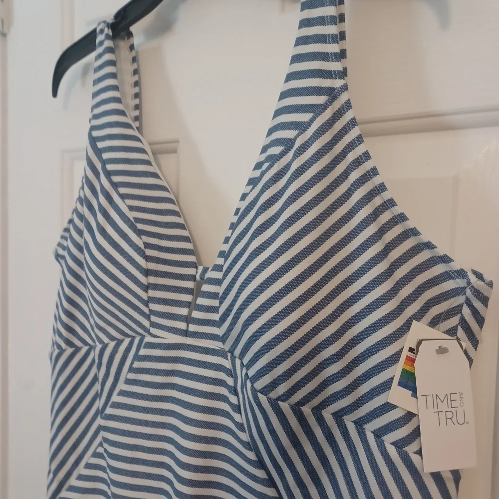 Stripped 1pc Nautical Swimsuit Plus Sz 2X